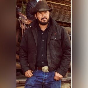 Superior Leather Rip Wheeler From the Show Yellowstone Large Black Denim Jacket